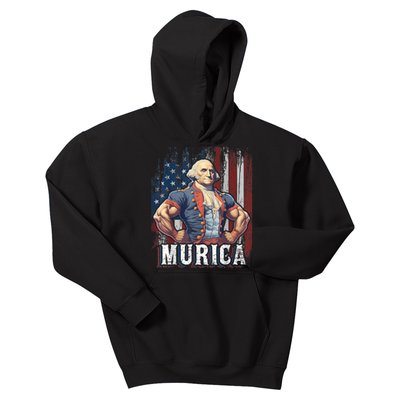 4th Of July Patriotic Funny George Washington July 4th Kids Hoodie