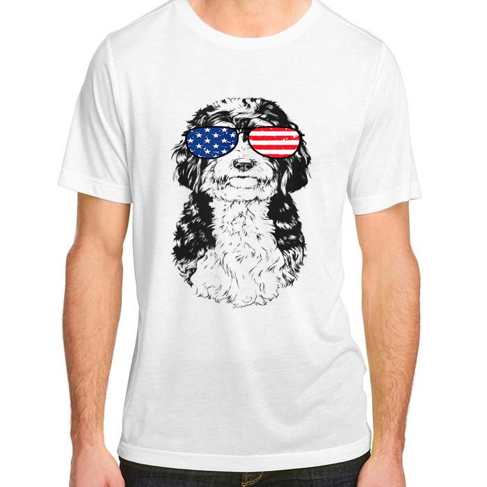 4th Of July Bernedoodle Doodle Dog Patriotic USA Sunglasses Adult ChromaSoft Performance T-Shirt