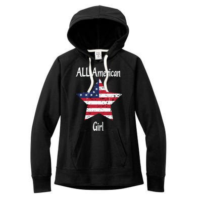 4th Of July All American Girl Usa Flag Women's Fleece Hoodie