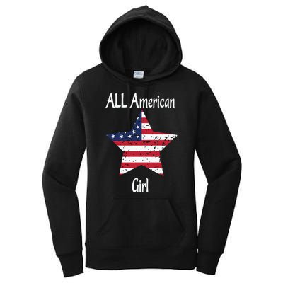 4th Of July All American Girl Usa Flag Women's Pullover Hoodie