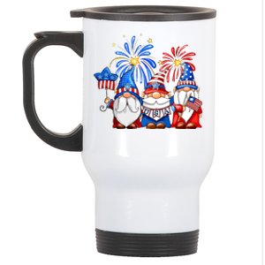 4th Of July American Gnomes Celebrating Independence Day Stainless Steel Travel Mug