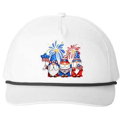 4th Of July American Gnomes Celebrating Independence Day Snapback Five-Panel Rope Hat