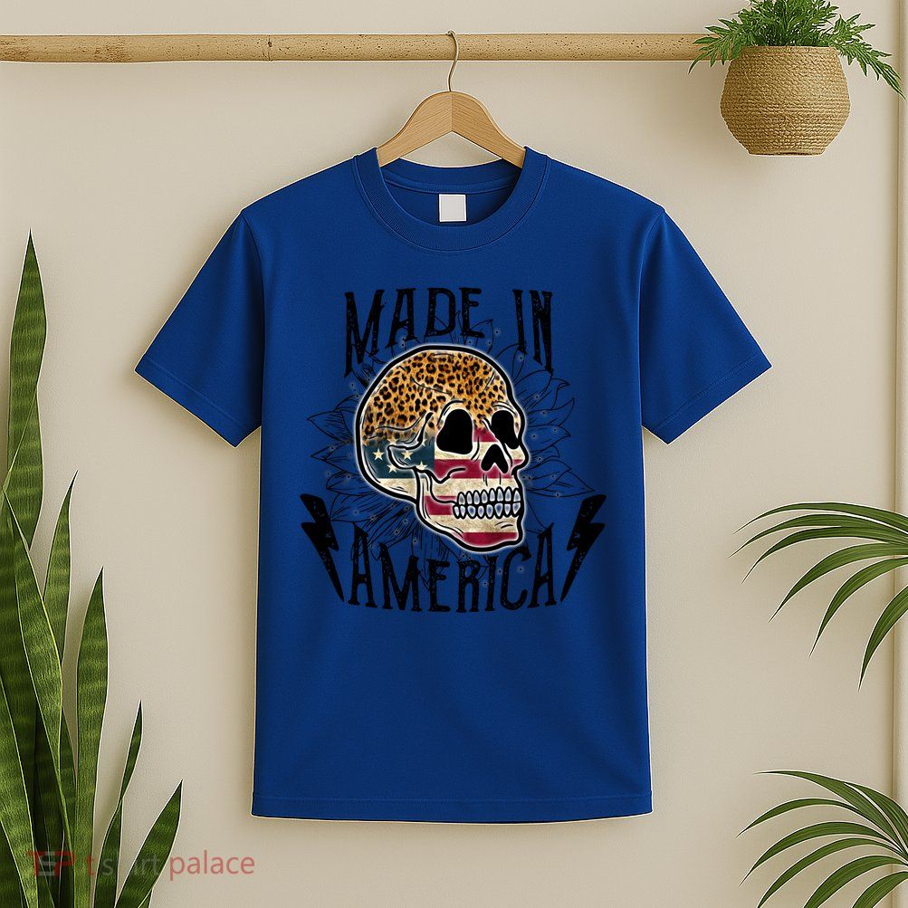 4th Of July Usa Flag Leopard Skull Sunflower America Great Gift T-Shirt