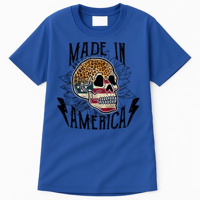 4th Of July Usa Flag Leopard Skull Sunflower America Great Gift Tall T-Shirt