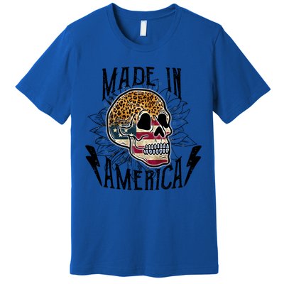4th Of July Usa Flag Leopard Skull Sunflower America Great Gift Premium T-Shirt