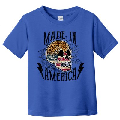 4th Of July Usa Flag Leopard Skull Sunflower America Great Gift Toddler T-Shirt