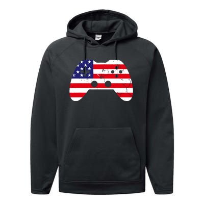 4th Of July T Video Game Gamer Usa Performance Fleece Hoodie