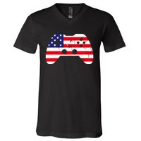 4th Of July T Video Game Gamer Usa V-Neck T-Shirt