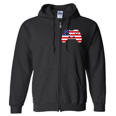 4th Of July T Video Game Gamer Usa Full Zip Hoodie