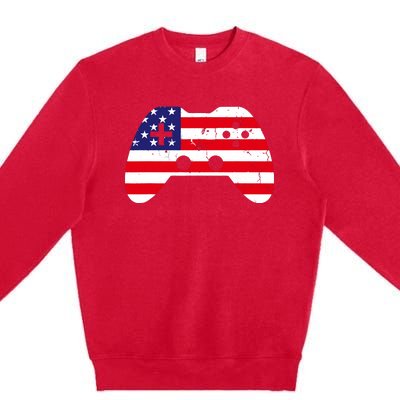 4th Of July T Video Game Gamer Usa Premium Crewneck Sweatshirt