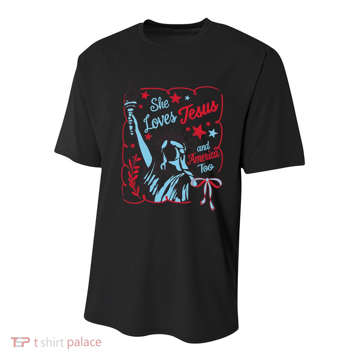 4th Of July Christian She Loves Jesus And America Too Women Youth Performance Sprint T-Shirt