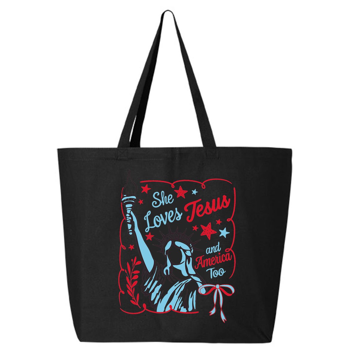 4th Of July Christian She Loves Jesus And America Too Women 25L Jumbo Tote