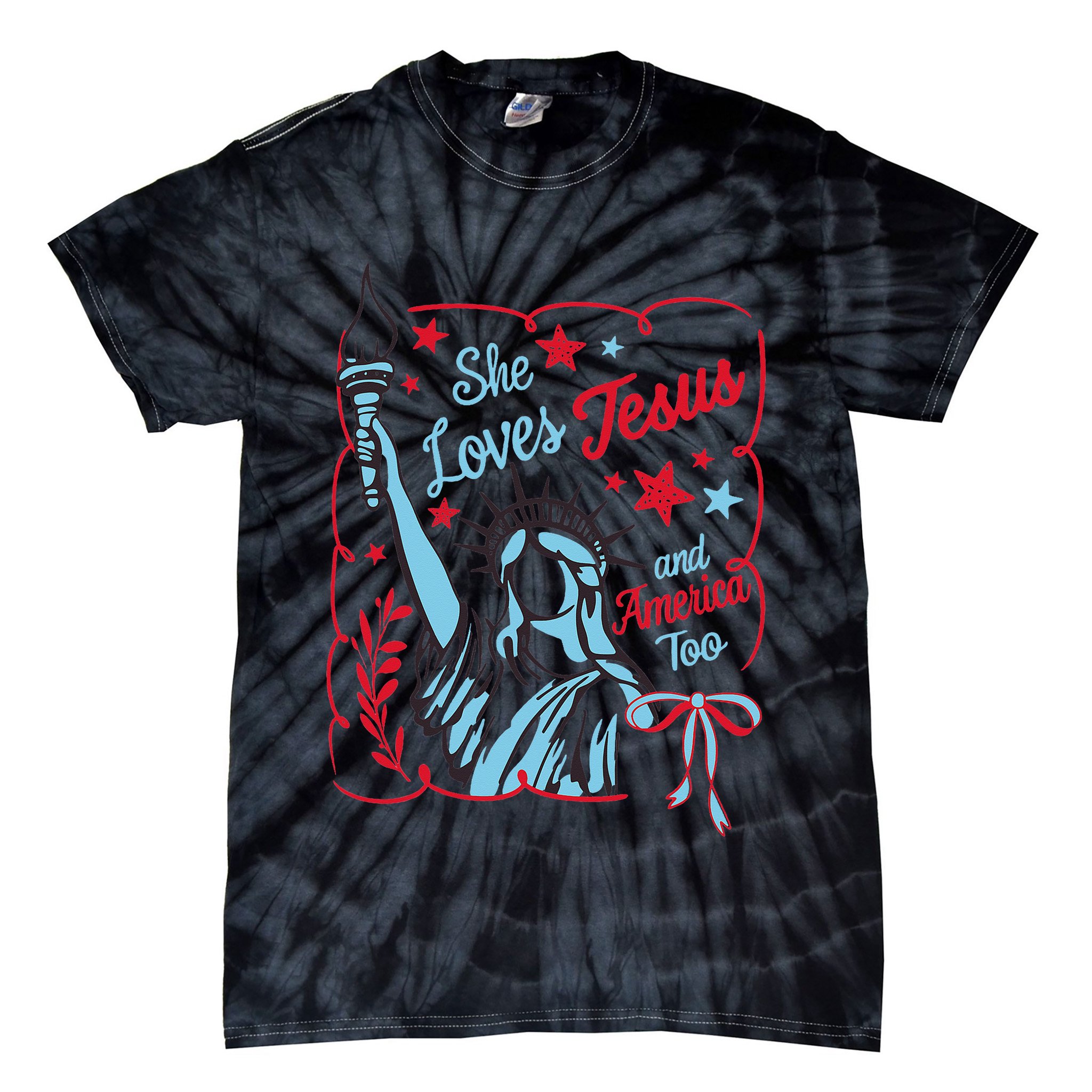 4th Of July Christian She Loves Jesus And America Too Women Tie-Dye T-Shirt