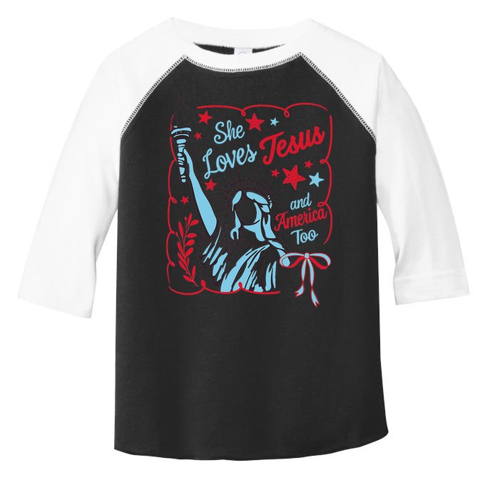 4th Of July Christian She Loves Jesus And America Too Women Toddler Fine Jersey T-Shirt