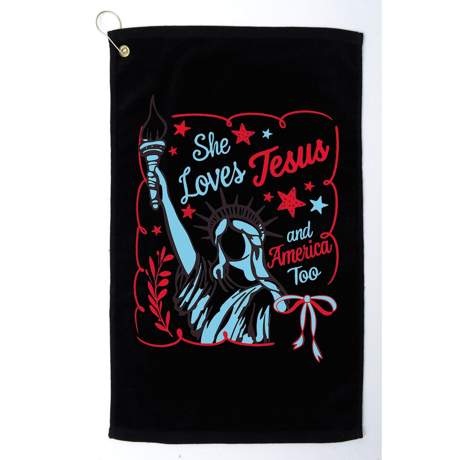 4th Of July Christian She Loves Jesus And America Too Women Golf Towel