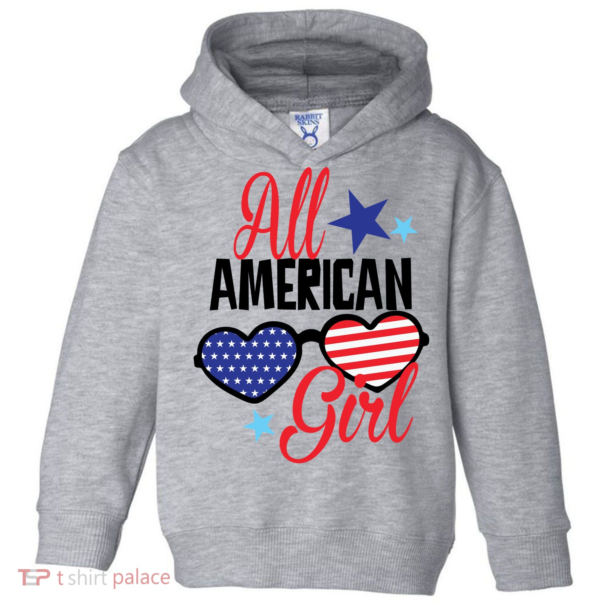 4th Of July All American Girl Glasses American Flag Toddler Hoodie