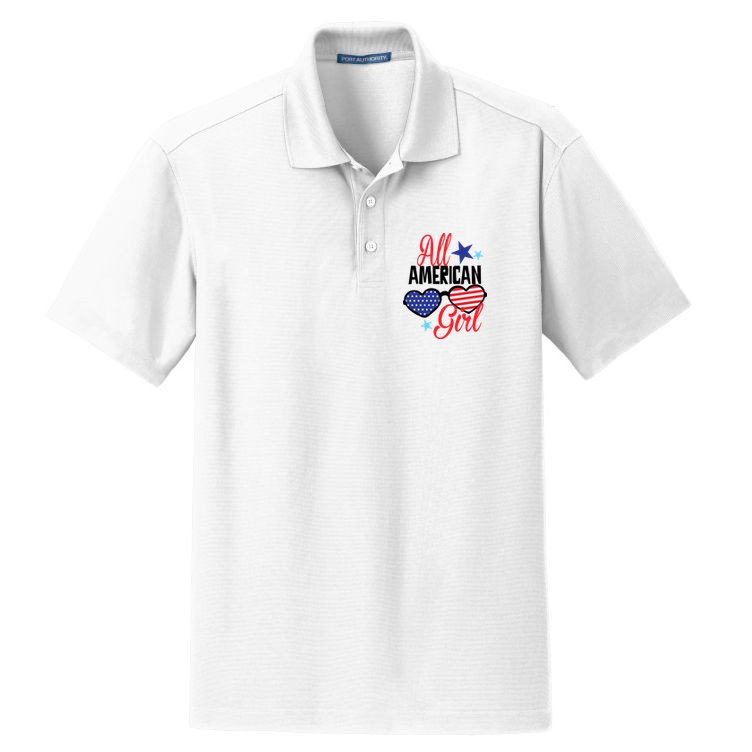 4th Of July All American Girl Glasses American Flag Dry Zone Grid Polo