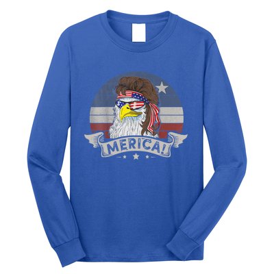 4th Of July Merica Eagle Mullet Usa Flag Patriotic Vintage Cute Gift Long Sleeve Shirt