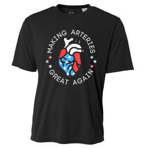 4th Of July Cardiac Nurse Making Arteries Great Again Cooling Performance Crew T-Shirt