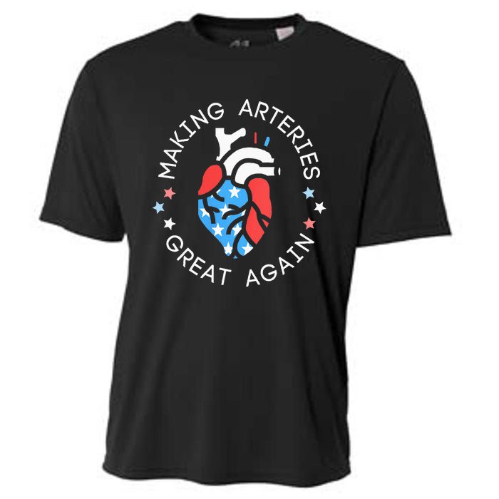 4th Of July Cardiac Nurse Making Arteries Great Again Cooling Performance Crew T-Shirt