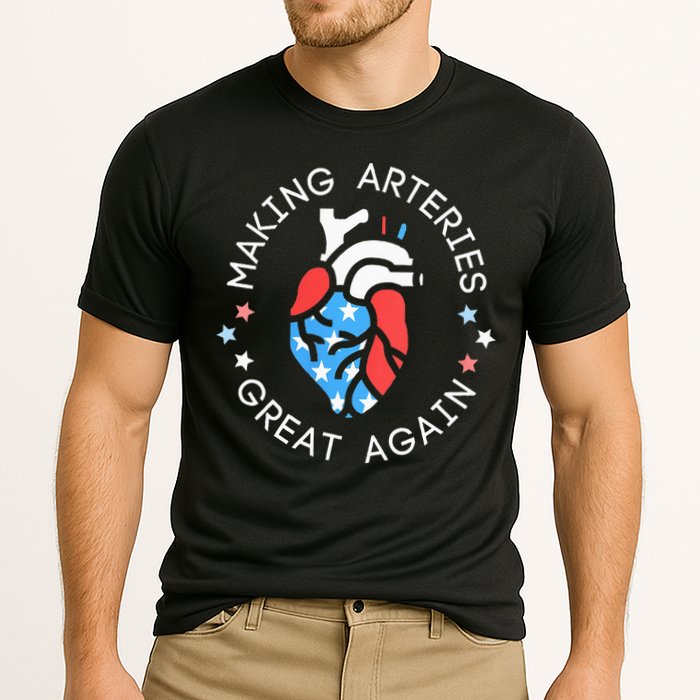 4th Of July Cardiac Nurse Making Arteries Great Again Cooling Performance Crew T-Shirt