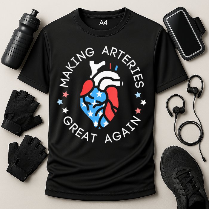 4th Of July Cardiac Nurse Making Arteries Great Again Cooling Performance Crew T-Shirt