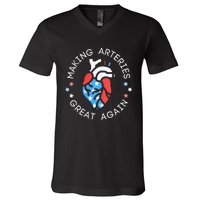 4th Of July Cardiac Nurse Making Arteries Great Again V-Neck T-Shirt