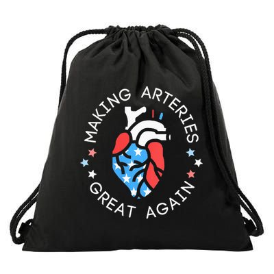 4th Of July Cardiac Nurse Making Arteries Great Again Drawstring Bag