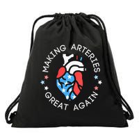 4th Of July Cardiac Nurse Making Arteries Great Again Drawstring Bag