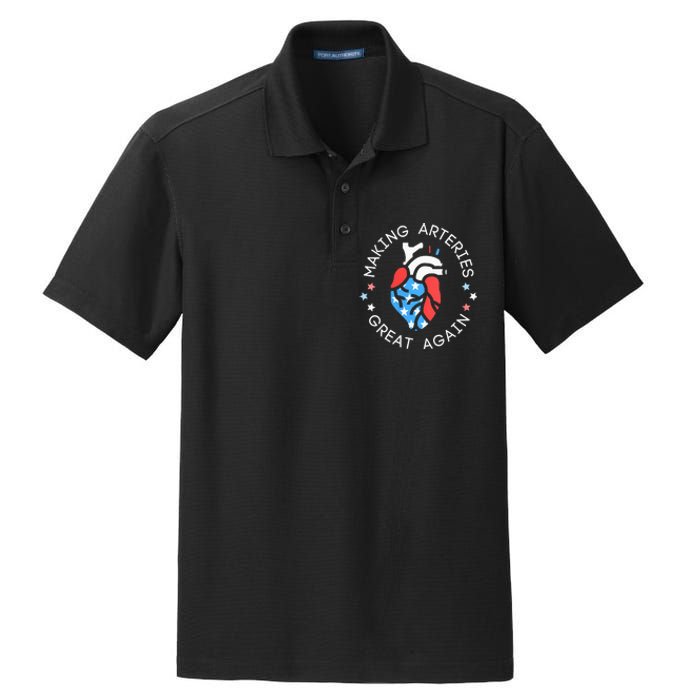 4th Of July Cardiac Nurse Making Arteries Great Again Dry Zone Grid Polo