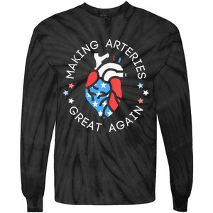 4th Of July Cardiac Nurse Making Arteries Great Again Tie-Dye Long Sleeve Shirt