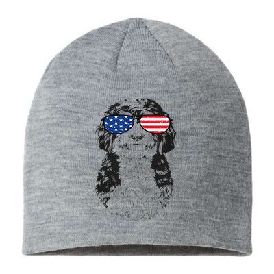 4th Of July Bernedoodle Doodle Dog Patriotic USA Sunglasses Sustainable Beanie