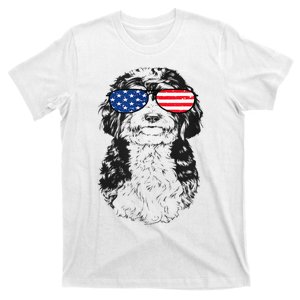 4th Of July Bernedoodle Doodle Dog Patriotic USA Sunglasses T-Shirt