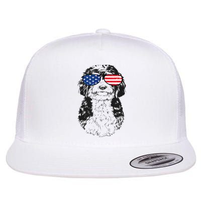 4th Of July Bernedoodle Doodle Dog Patriotic USA Sunglasses Flatbill Hat