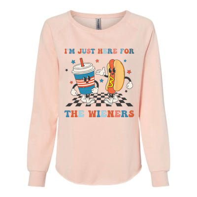 4Th Of July Hot Dog I'm Just Here For The Wieners Womens California Wash Sweatshirt