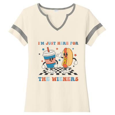 4Th Of July Hot Dog I'm Just Here For The Wieners Ladies Halftime Notch Neck Tee