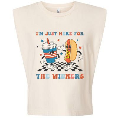 4Th Of July Hot Dog I'm Just Here For The Wieners Garment-Dyed Women's Muscle Tee