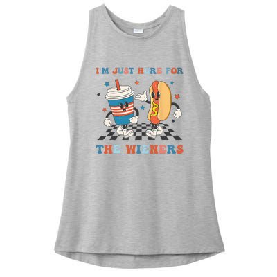 4Th Of July Hot Dog I'm Just Here For The Wieners Ladies PosiCharge Tri-Blend Wicking Tank