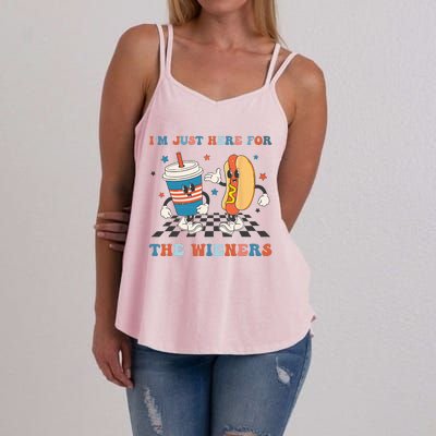 4Th Of July Hot Dog I'm Just Here For The Wieners Women's Strappy Tank