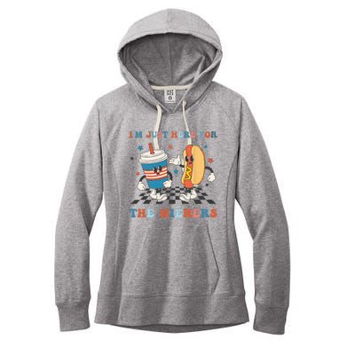 4Th Of July Hot Dog I'm Just Here For The Wieners Women's Fleece Hoodie