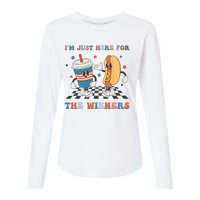 4Th Of July Hot Dog I'm Just Here For The Wieners Womens Cotton Relaxed Long Sleeve T-Shirt