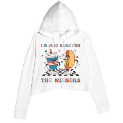 4Th Of July Hot Dog I'm Just Here For The Wieners Crop Fleece Hoodie