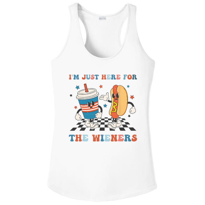 4Th Of July Hot Dog I'm Just Here For The Wieners Ladies PosiCharge Competitor Racerback Tank