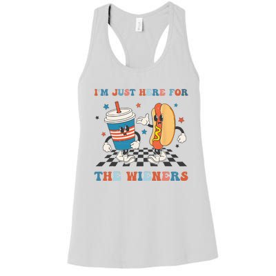 4Th Of July Hot Dog I'm Just Here For The Wieners Women's Racerback Tank