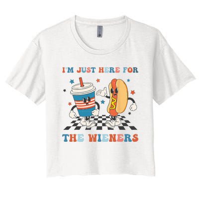 4Th Of July Hot Dog I'm Just Here For The Wieners Women's Crop Top Tee