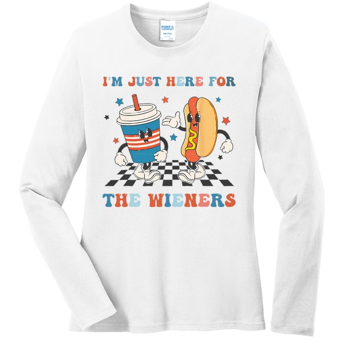 4Th Of July Hot Dog I'm Just Here For The Wieners Ladies Long Sleeve Shirt