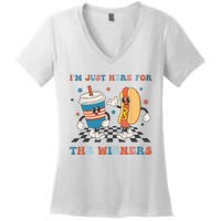 4Th Of July Hot Dog I'm Just Here For The Wieners Women's V-Neck T-Shirt