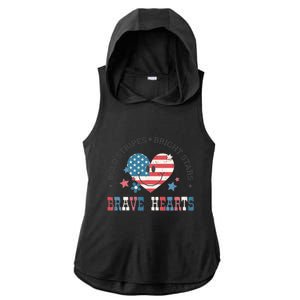 4th Of July Retro Blold Stripes Bright Stars Brave Hearts Gift Ladies PosiCharge Tri-Blend Wicking Draft Hoodie Tank