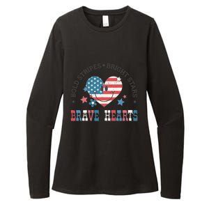 4th Of July Retro Blold Stripes Bright Stars Brave Hearts Gift Womens CVC Long Sleeve Shirt