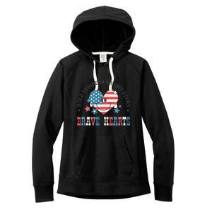 4th Of July Retro Blold Stripes Bright Stars Brave Hearts Gift Women's Fleece Hoodie